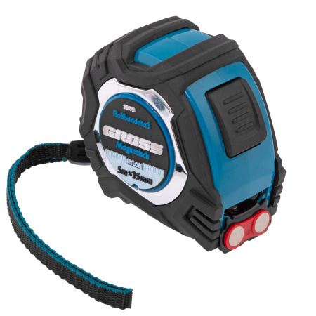 Рулетка Magnetisch 5 м х 25 мм,обрезиненный корпус,автоматическая фиксация,Нейлоновое покрытиеытие,зацеп с магнитом Gross цена