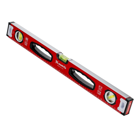 Уровень алюминиевый, фрезерованный, 3 глазка, рукоятки, 600 мм Matrix цена