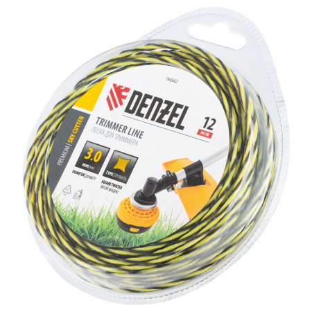 Леска для триммера двухкомпонентная витая квадратная, 3,0мм х 12м, блистер SkyCutter Denzel цена