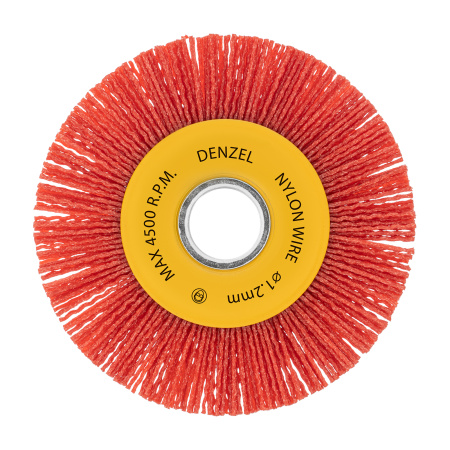 Щетка для УШМ, 125 мм, Плоская, нейлоновая щетина, посадка 22,2 мм Denzel