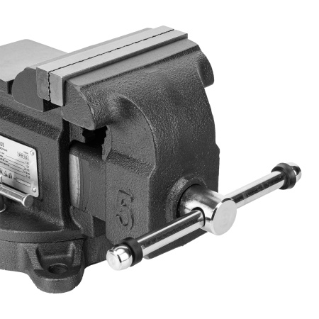 Тиски слесарные BVH-125, 125 мм, поворотные, стальная направляющая, с наковальней //Denzel