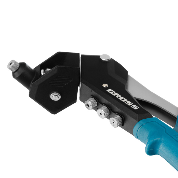 Заклепочник ручной, 290 мм, поворотный, 0-360, заклепки 2,4-3,2-4,0-4,8 мм Gross цена