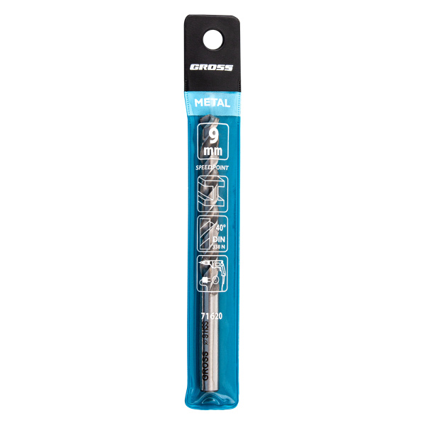 Сверло спиральное по металлу, 9 мм, HSS, 338 W Gross