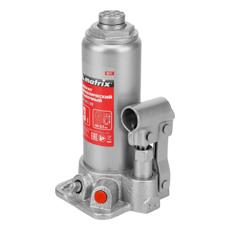 Домкрат гидравлический бутылочный, 3 т, высота подъема 194-372 мм Matrix цена