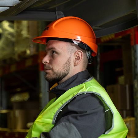 Каска защитная ударопрочная, ABS/PC, плавная регулировка, модель «Форвард» (К-05)оранж. Denzel цена