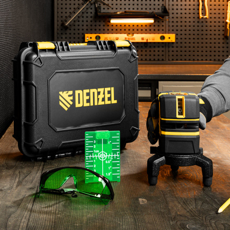 Лазерный уровень LX 06 Green, 30 м, 520 нм, аккумулятор Li 5200 mAh, резьба 5/8" Denzel цена