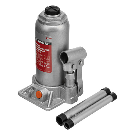 Домкрат гидравлический бутылочный, 5 т, h подъема 197-382 мм Matrix цена