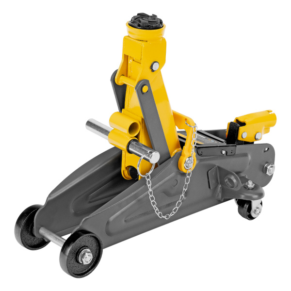 Домкрат гидравлический подкатной с фиксатором, 2 т, 130-330 мм Denzel цена