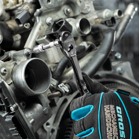 Ключ-трещотка 1/4", CrV, 90 зубьев, усиленный, хром Gross