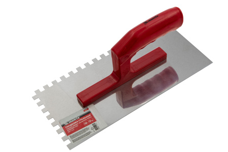 Гладилка из нержавеющей стали, 280 х 130 мм, зеркальная полировка, пластмассовая ручка, зуб 8 х 8 мм Matrix цена