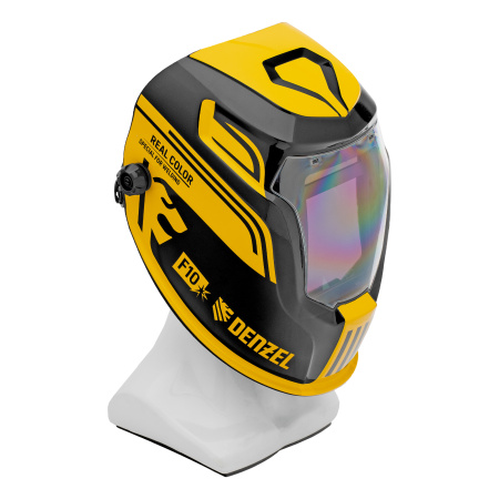 Щиток защитный лицевой (маска сварщика) F10, см. окно 100х96, Real Color, DIN 4-8/9-13 Denzel цена