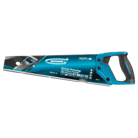 Ножовка по дереву "Piranha", 400 мм, 11-12 TPI, зуб-3D, каленый зуб, тефлоновое покрытие полотна, двухкомпонентная рукоятка Gross цена