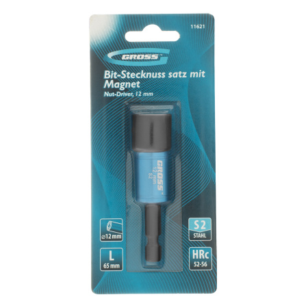 Бита с торцевой головкой, магнит. Nut-Driver, 12 мм, S2 Gross