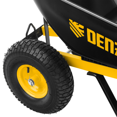 Тачка строительная, усиленная, объем 140 л, 250 кг, двухколесная, колесо 15х6.00-6 Denzel цена