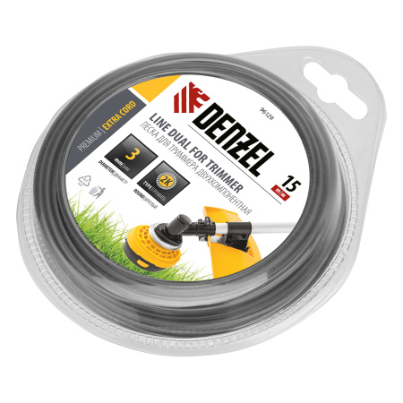 Леска для триммера, двухкомпонентная круглая 3.0 мм, 15 м Extra cord Denzel цена