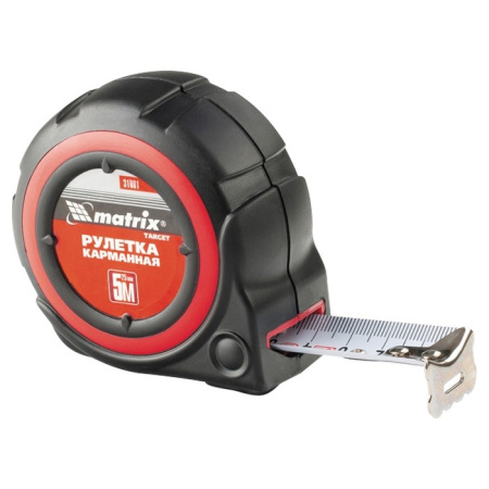Рулетка Target,7,5 м х 25 мм,автоматическая фиксация,обрезиненный корпус Matrix цена