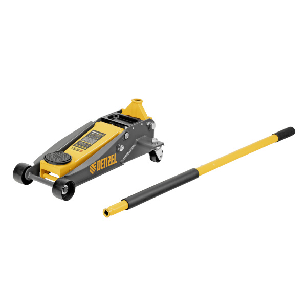 Домкрат гидравлический подкатной, 3 т, 125-470 мм, быстрый подъем, проф. Denzel