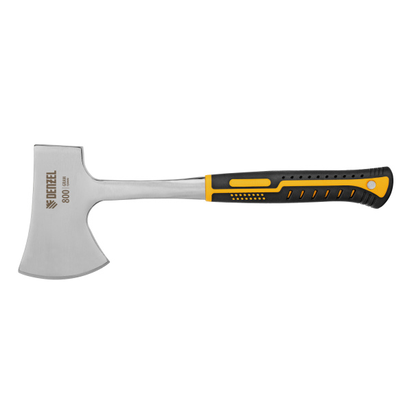 Топор цельнометаллический, 800 г, двухкомпонентная обрезиненная рукоятка, прямой хват Denzel цена