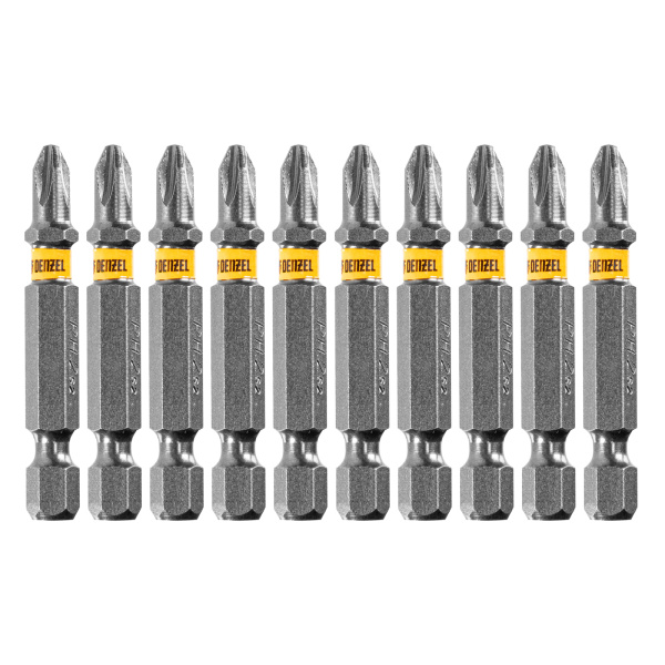 Бита PH2х50, сталь легированная S2, 10 шт., Е 6,3, шестигранный профиль, отрывная упаковка Denzel