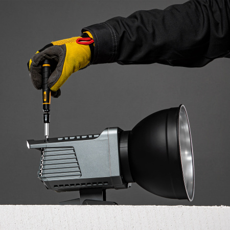 Отвертка с набором бит и торцевых головок для точных работ, гибкий привод, 48 шт, CrMo Denzel