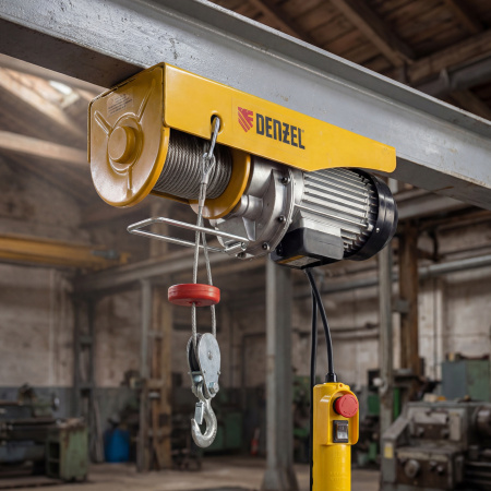 Тельфер электрический TF-1000,1 т, 1600 Вт, высота 12 м, 8 м/мин Denzel цена