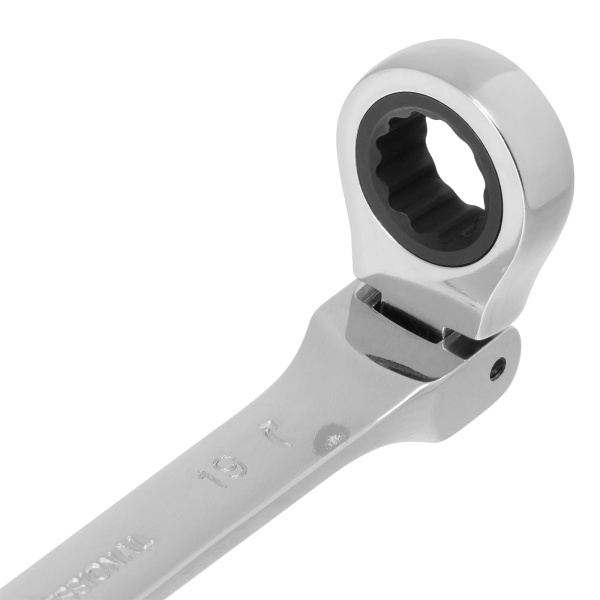 Ключ комбинированный трещоточный, 19 мм, CrV, шарнирный, зеркальный хром Matrix Professional