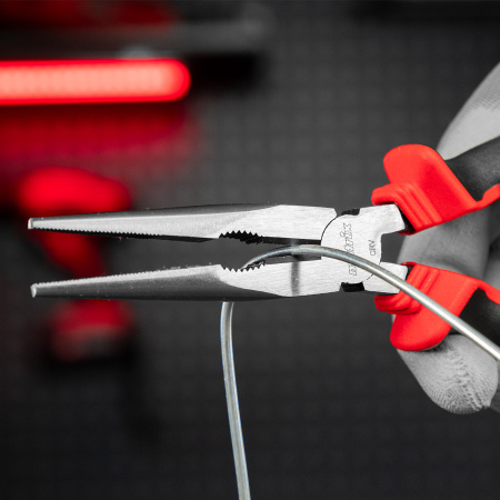 Длинногубцы прямые, 200 мм, хром-ванадий, двухкомпонентные рукоятки Matrix