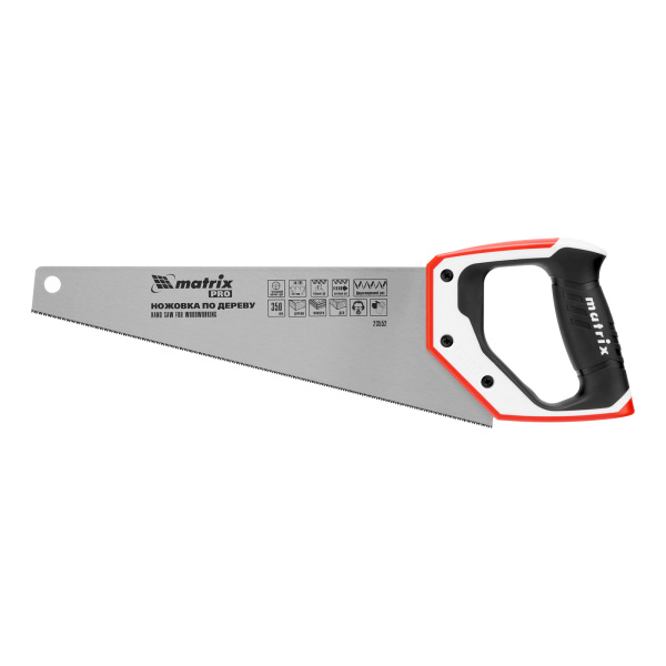 Ножовка по дереву для точных пильных работ, 350 мм, каленый зуб 3D, 14 TPI, трехкомпонентная рукоятка, Pro Matrix цена