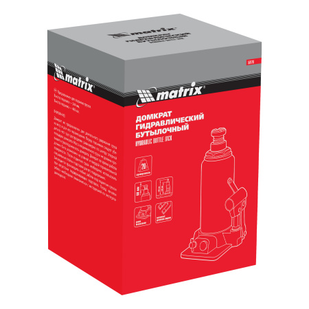 Домкрат гидравлический бутылочный, 20 т, h подъема 244-449 мм Matrix цена