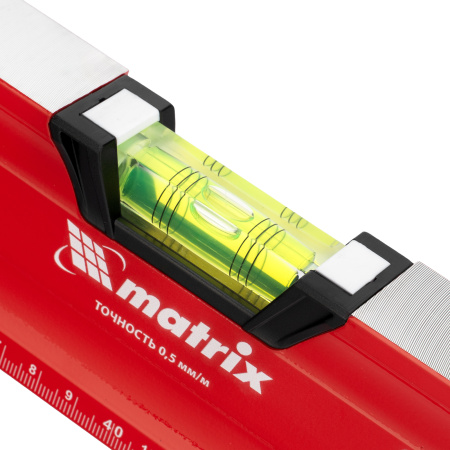 Уровень алюминиевый, магнит, фрезерованный, 3 глазка (1 зеркальный) двухкомпонентные рукоятки, 800 мм Matrix цена