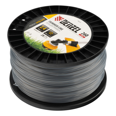 Леска для триммера двухкомпонентная звезда, 2,4мм х 260м, на DIN катушке EXTRA CORD Denzel цена