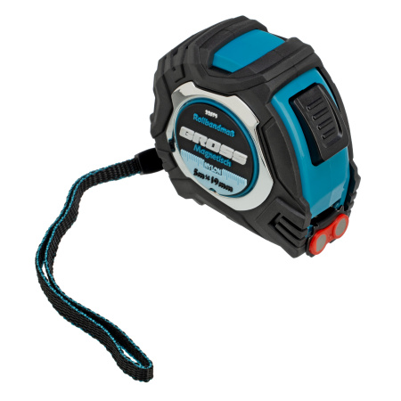 Рулетка Magnetisch 5 м х 19 мм,обрезиненный корпус,автоматическая фиксация,Нейлоновое покрытиеытие,зацеп с магнитом Gross цена