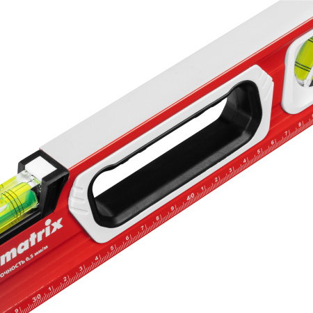 Уровень алюминиевый, магнит, фрезерованный, 3 глазка (1 зеркальный) двухкомпонентные рукоятки, 600 мм Matrix цена