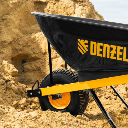 Тачка строительная, усиленная, объем 140 л, 230 кг, колесо 15х6.00-6 Denzel цена