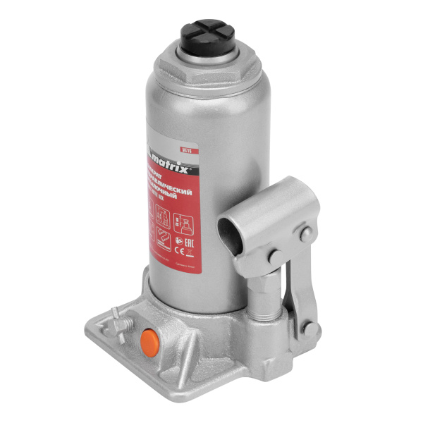 Домкрат гидравлический бутылочный, 5 т, h подъема 197-382 мм, в пластиковом кейсе Matrix цена