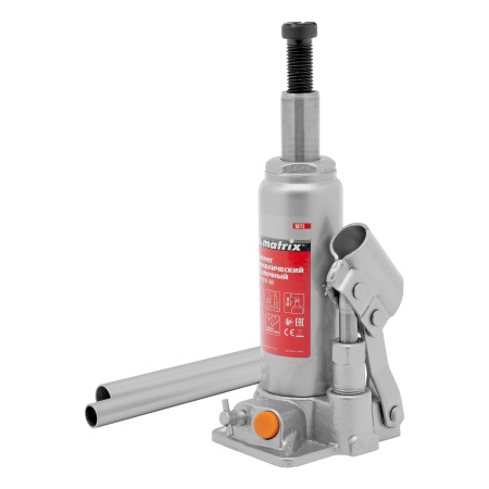 Домкрат гидравлический бутылочный, 2 т, h подъема 181-345 мм, в пластиковом кейсе Matrix цена