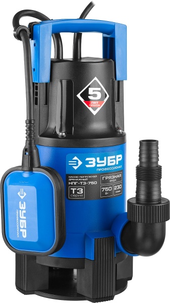 Дренажный насос для грязной воды ЗУБР, 750 Вт, Профессионал НПГ-Т3-750
