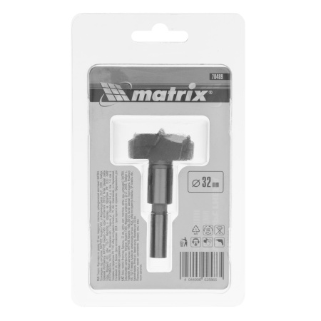Сверло Форстнера по дереву, 32 мм, твердосплавные пластины, цилиндрический хвостовик Matrix