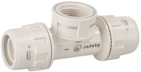 Тройник ЗУБР ″ШиреФит″ переходной ″штуцер с гайкой - внутренняя резьба - штуцер с гайкой″, 32мм-1″-32мм