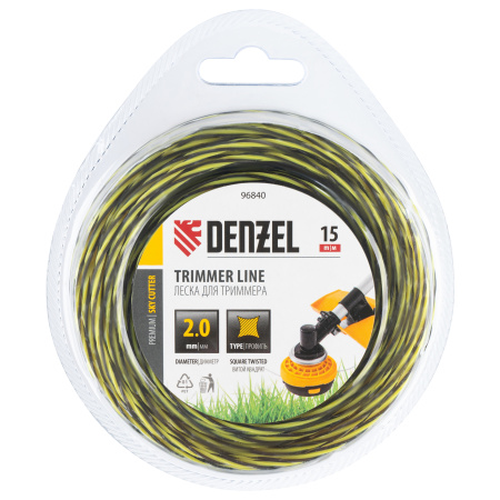 Леска для триммера двухкомпонентная витая квадратная, 2,0мм х 15м, блистер SkyCutter Denzel цена