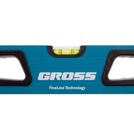 Уровень алюминиевый, 600 мм, усиленный с ударопрочными заглушками, рукоятки, 3 глазка Gross цена