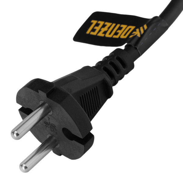 Шнур сетевой Energy Series, ПВС, 1,5 м, 2 x 1,5 мм, с неразборной вилкой, черный, Denzel цена