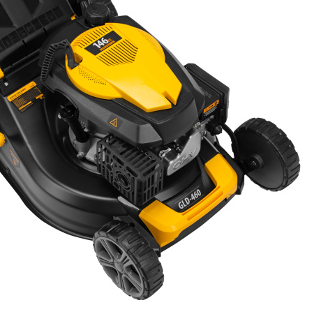 Газонокосилка бензиновая GLD-460, 146 куб.см, ширина 46 см, ручная, 7 уровней, травосборник 50 л Denzel цена