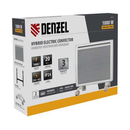 Конвектор гибридный электрический HybridX-1000, ИК нагреватель, цифровой термостат Denzel