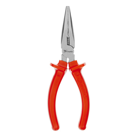 Длинногубцы прямые Econom, 160 мм, шлифованные, пластмассовые рукоятки Matrix