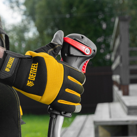 Триммер бензиновый DT-43E, 43 см3, неразъемная штанга, электростартер, состоит из 2 частей Denzel цена