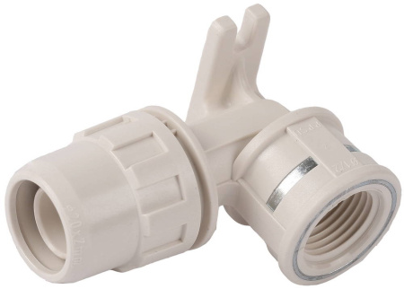 Муфта ЗУБР ″ШиреФит″ соединительная угловая 90°, с креплением, ″штуцер с гайкой - внутренняя резьба″, 20мм-1/2″