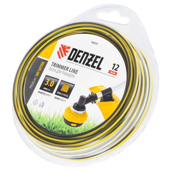 Леска для триммера двухкомпонентная квадратная, 3,0мм х 12м, блистер SkyCutter Denzel