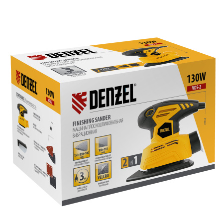 Машина плоскошлифовальная вибрационная 2 в 1 VDS-2, 130 Вт, 14000 об/мин Denzel цена