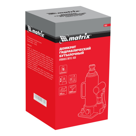 Домкрат гидравлический бутылочный, 10 т, h подъема 230-460 мм Matrix цена
